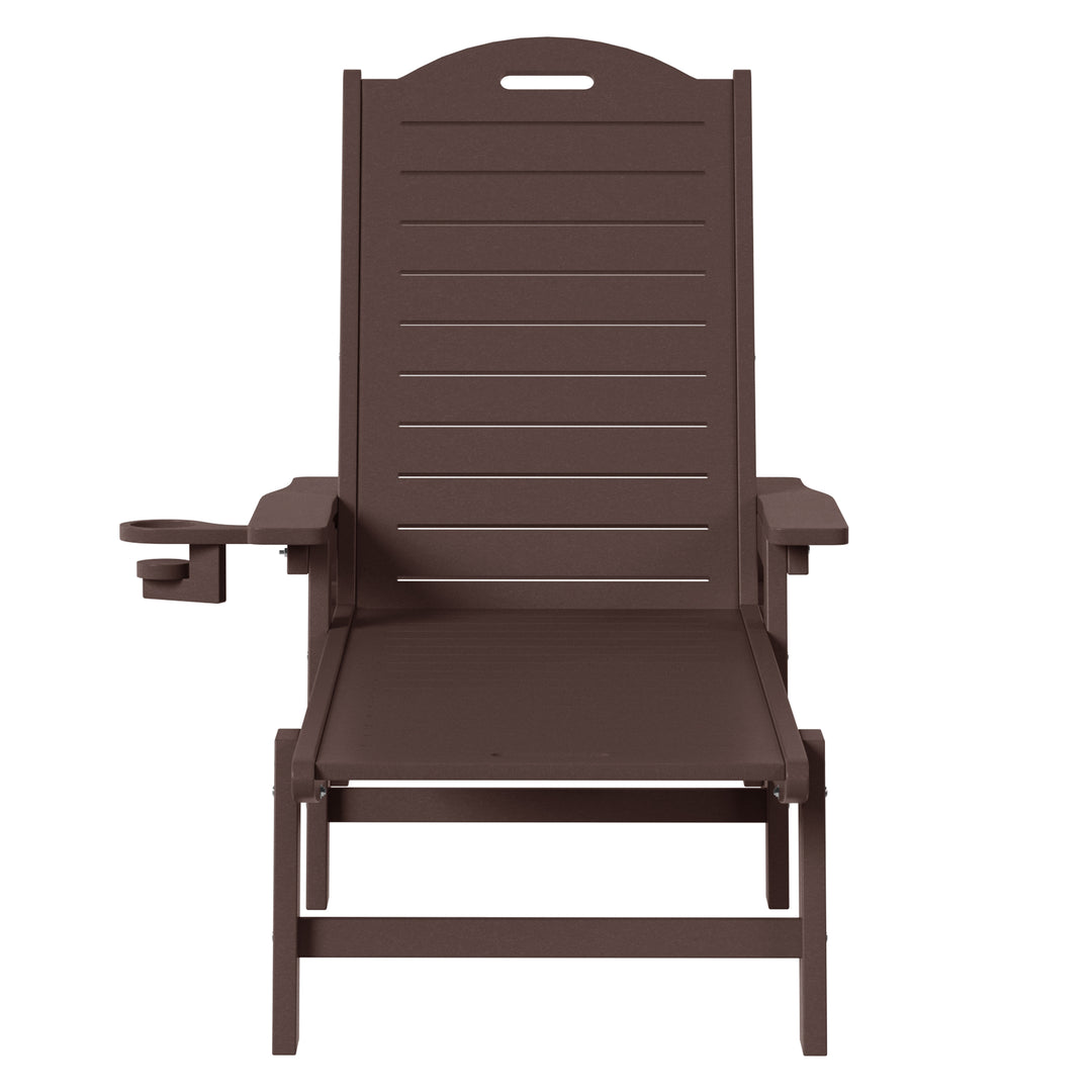 Aruba Outdoor HDPE Patio Chaise Lounges With Wheels & Cup Holder (Set of 4)