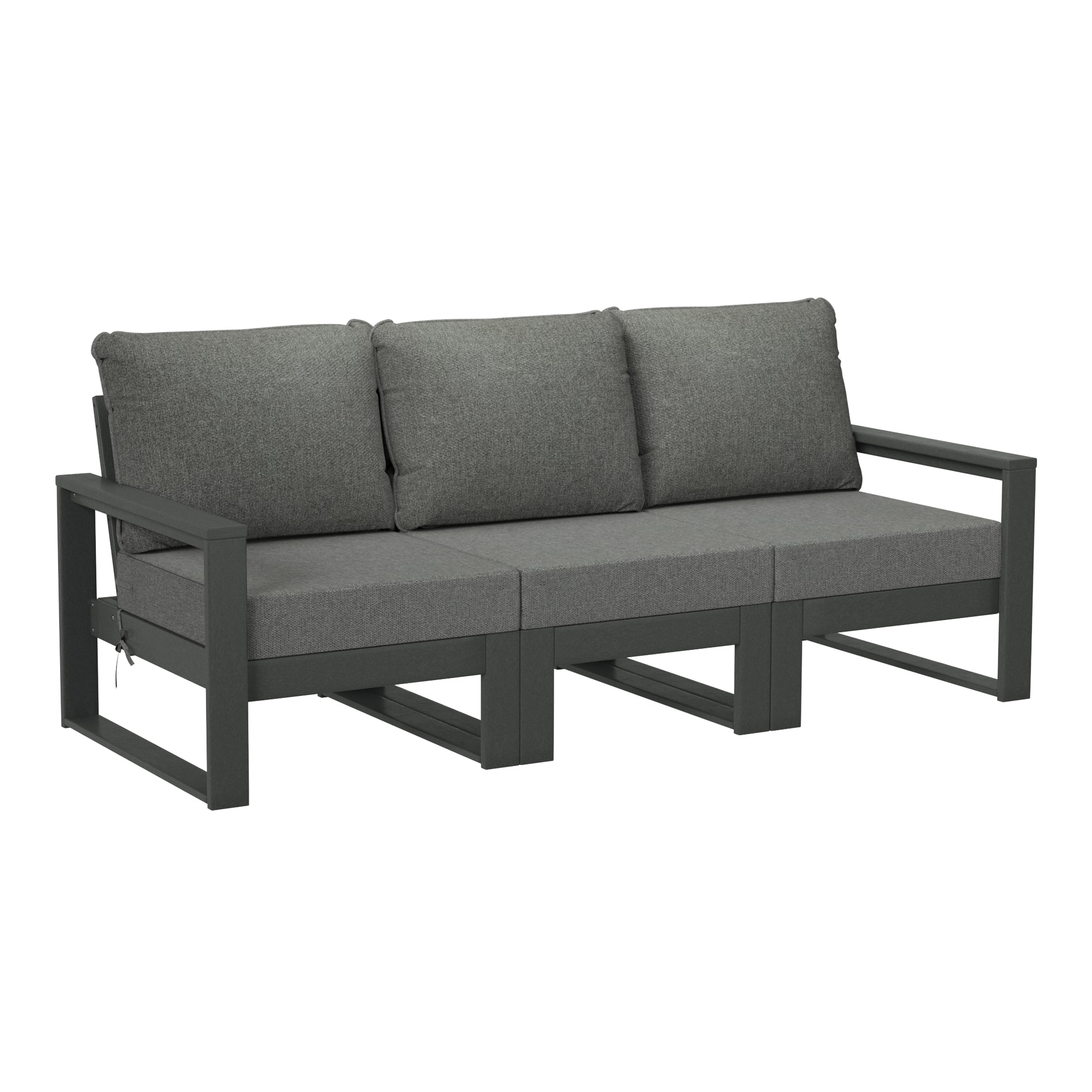 Montara Outdoor HDPE All-Weather Modern Deep Seating Patio Sofa with Waterproof Cushions