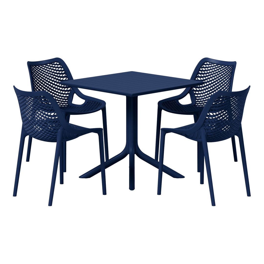 Playa 5-Piece Resin Square Patio Dining Table Set with Stackable Patio Dining Chairs