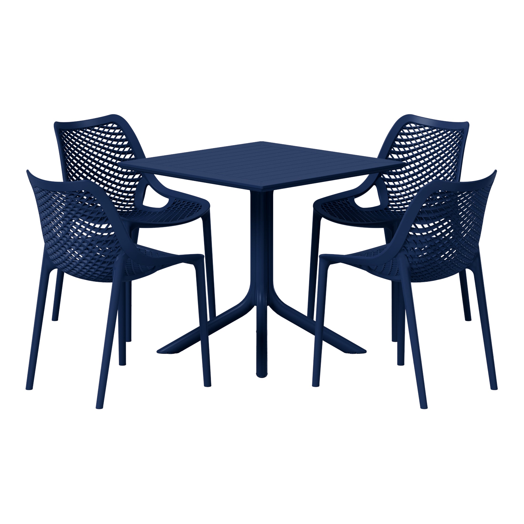 Playa 5-Piece Resin Square Patio Dining Table Set with Stackable Patio Dining Chairs