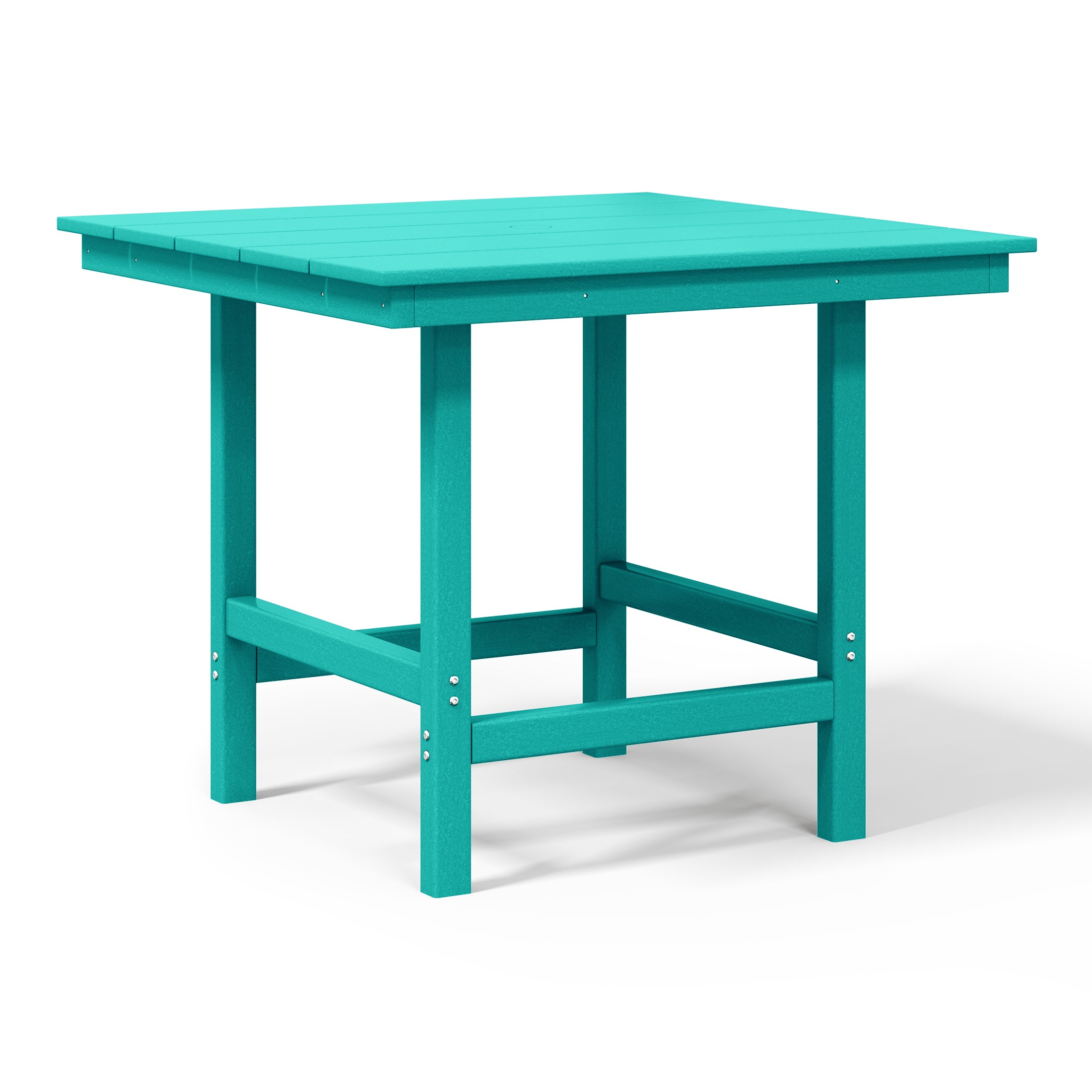 Ashore Outdoor HDPE 36" Square Patio Dining Table with Umbrella Hole