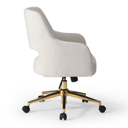 Genevieve Mid-Century Modern Swivel Office Vanity Chair with Wheels