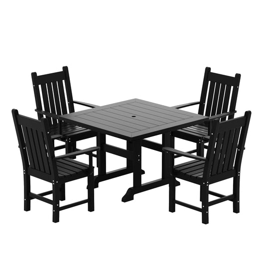 Malibu 5 Piece Outdoor Patio Dining Set Outdoor Square Table and Armchair Set
