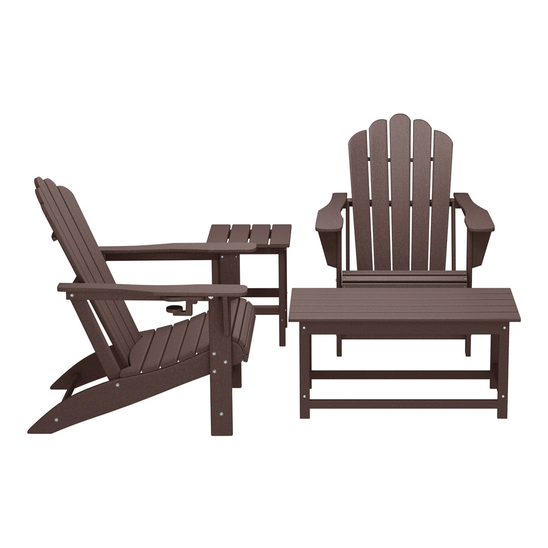 Highland 4-Piece Adirondack Chairs with Cup Holders and Table Set