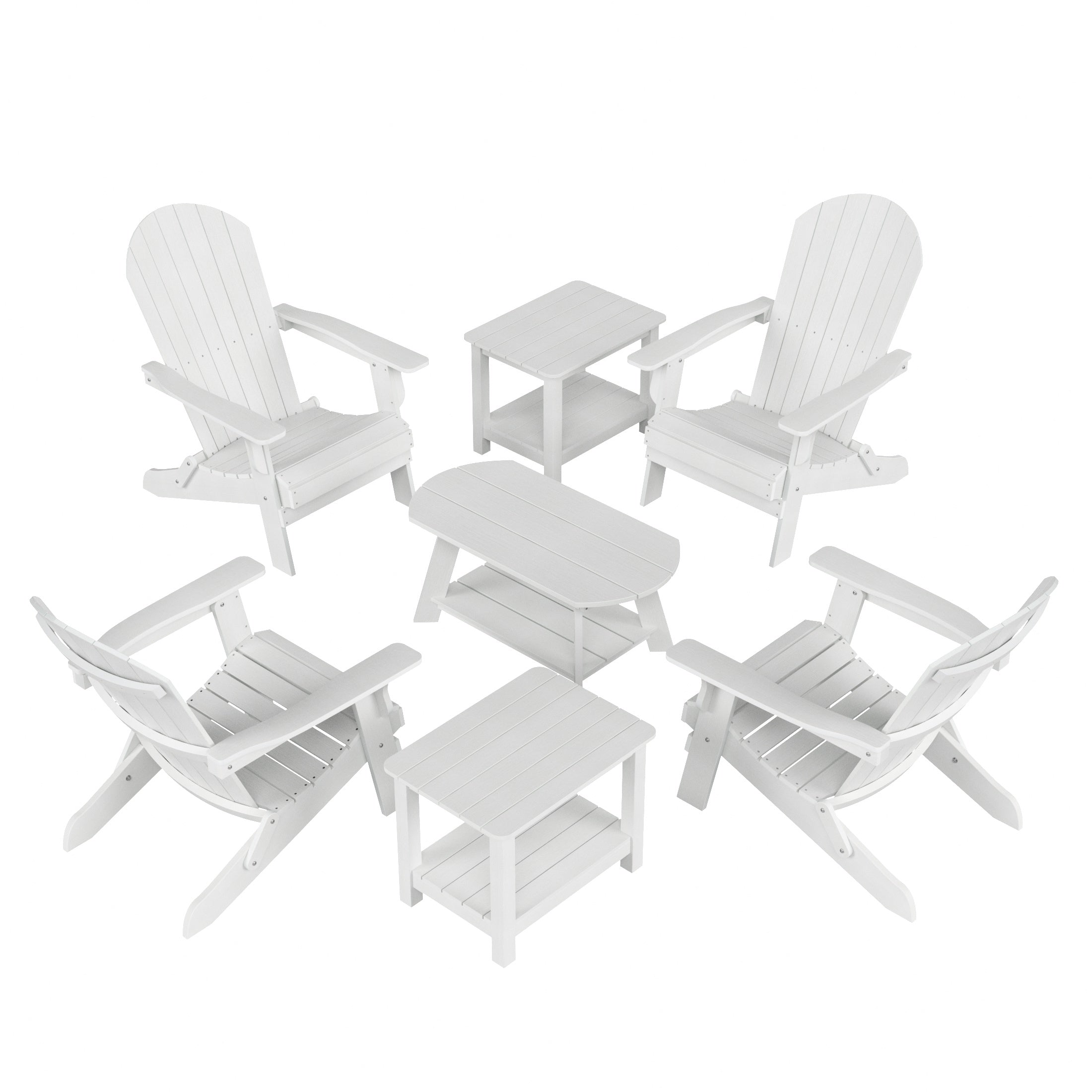 Tuscany 7-Piece HIPS Outdoor Poly Adirondack Seashell Conversation Lounge Set