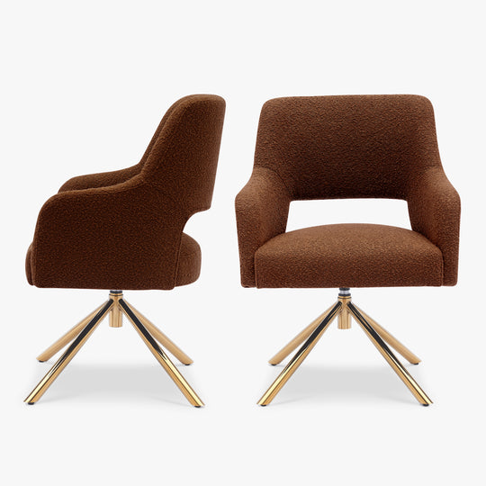 Genevieve Mid-Century Modern Wide Boucle Swivel Accent Arm Chair (Set of 2)