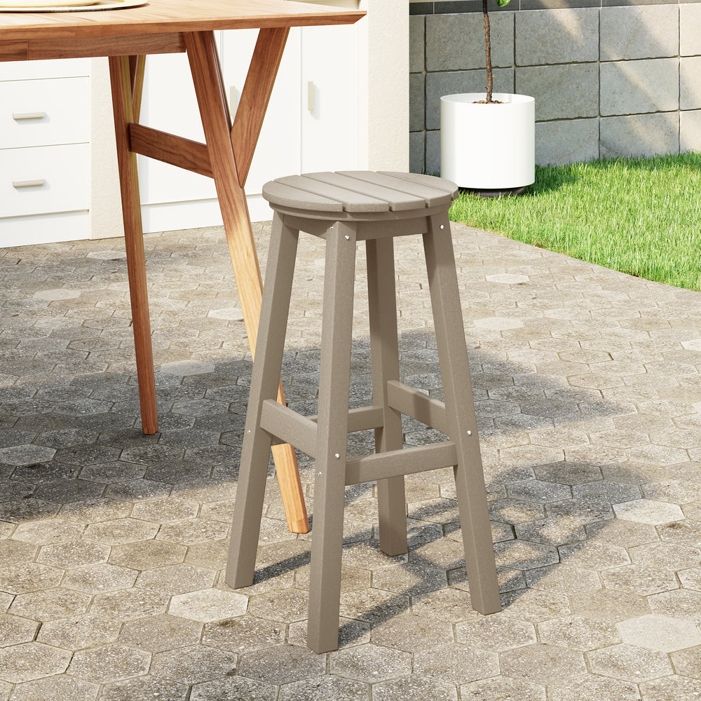 Malibu 29" HDPE Outdoor Patio Round Bar Stool