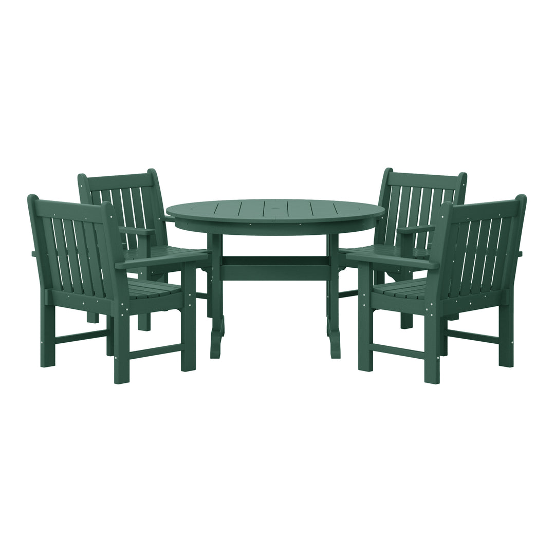 Malibu 5-Piece HDPE Outdoor Patio Chair and Round Table Dining Set