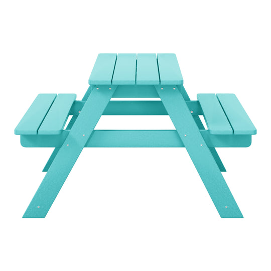 Malibu Outdoor Patio Kids HDPE Plastic Picnic Bench Table