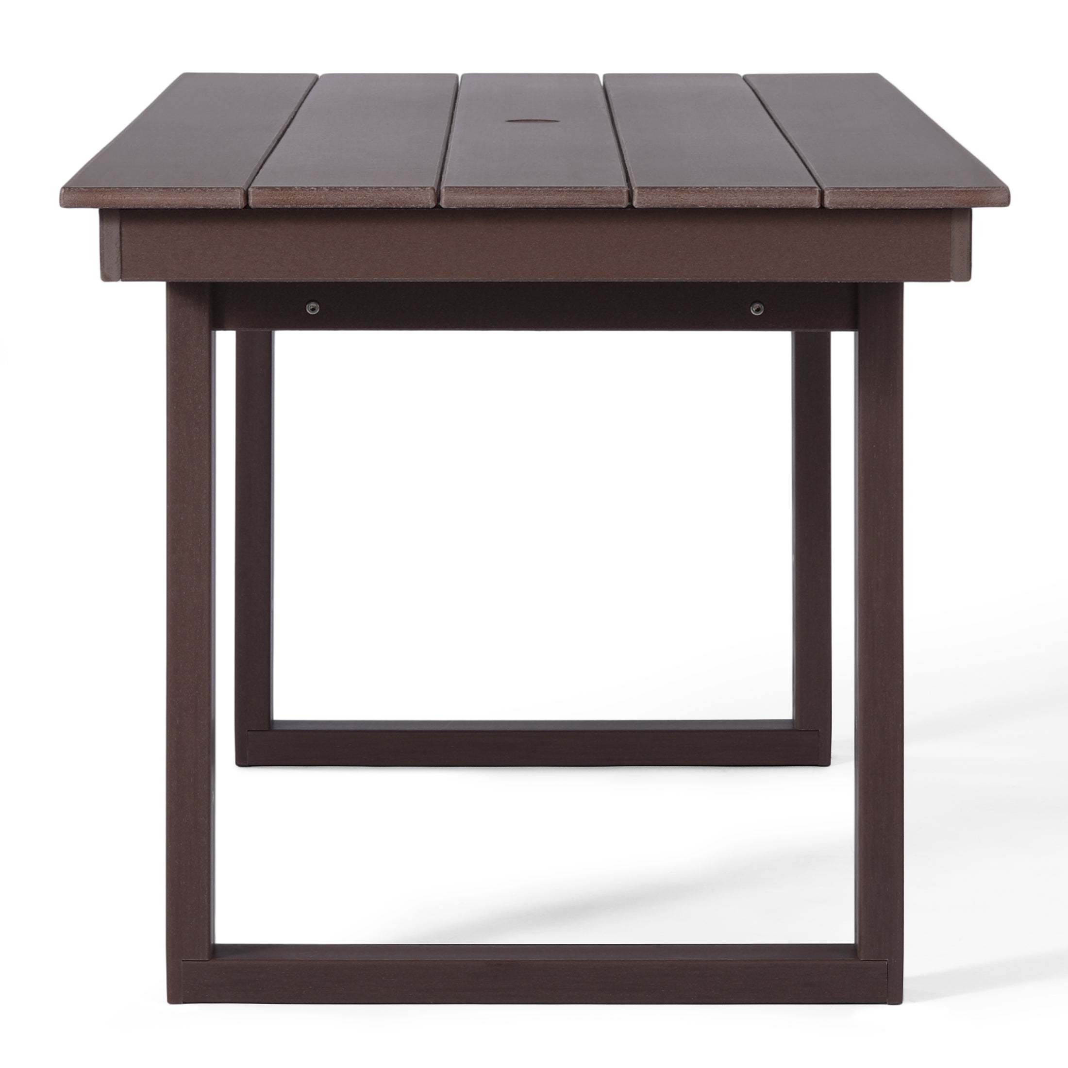 Paloma 68" Outdoor HDPE Modern Rectangular Patio Dining Table With Umbrella Hole