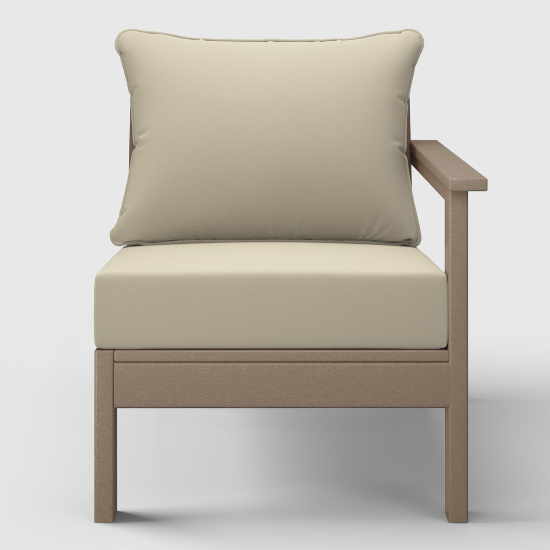 Avalon Outdoor Patio HDPE Right Arm Sectional Corner Club Chair with Patio Cushions