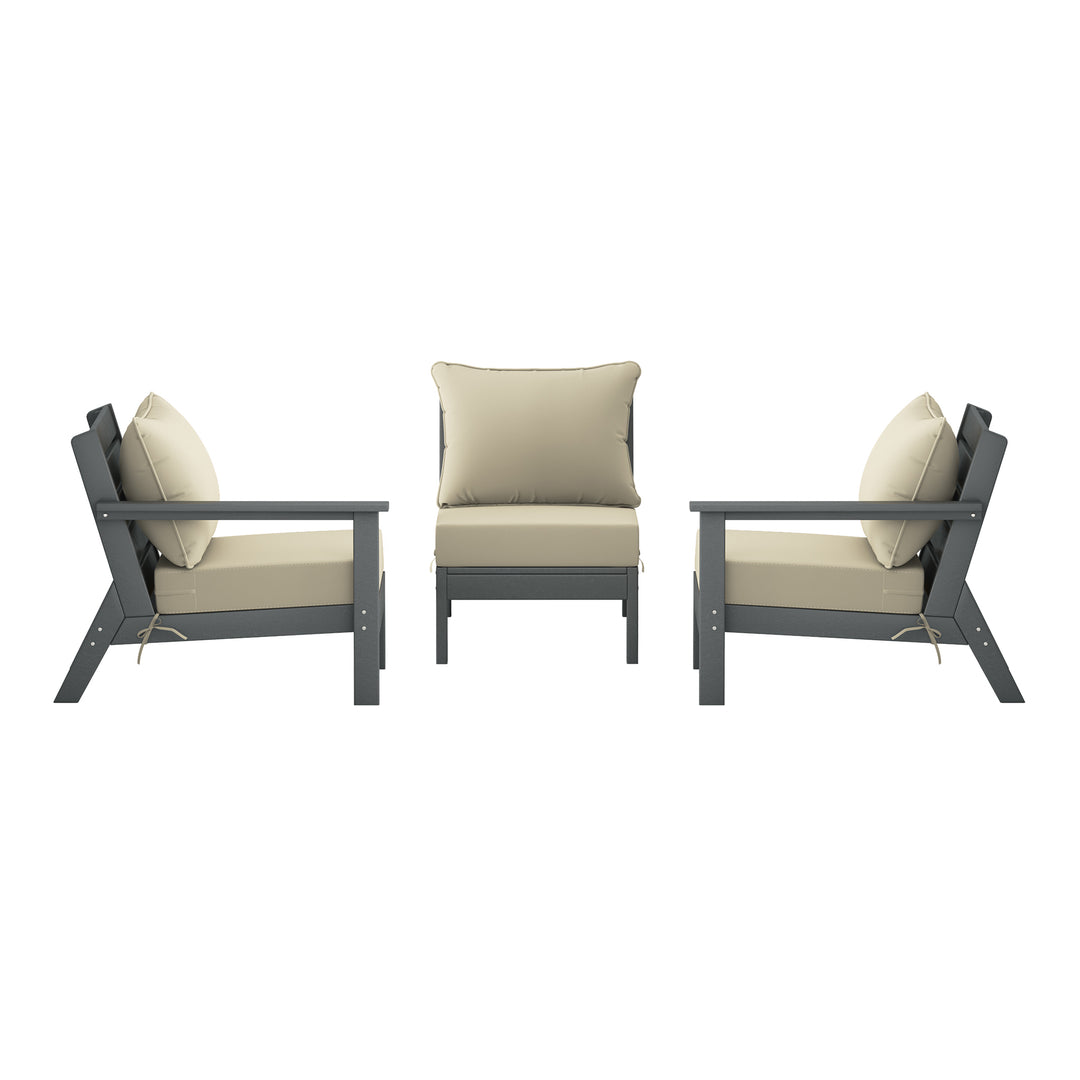 Avalon Outdoor Patio HDPE Sectional Sofa with Patio Cushions