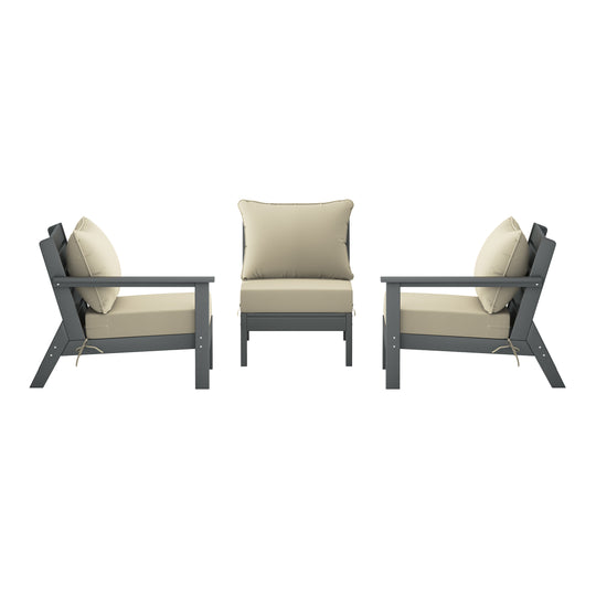 Avalon Outdoor Patio HDPE Sectional Sofa with Patio Cushions