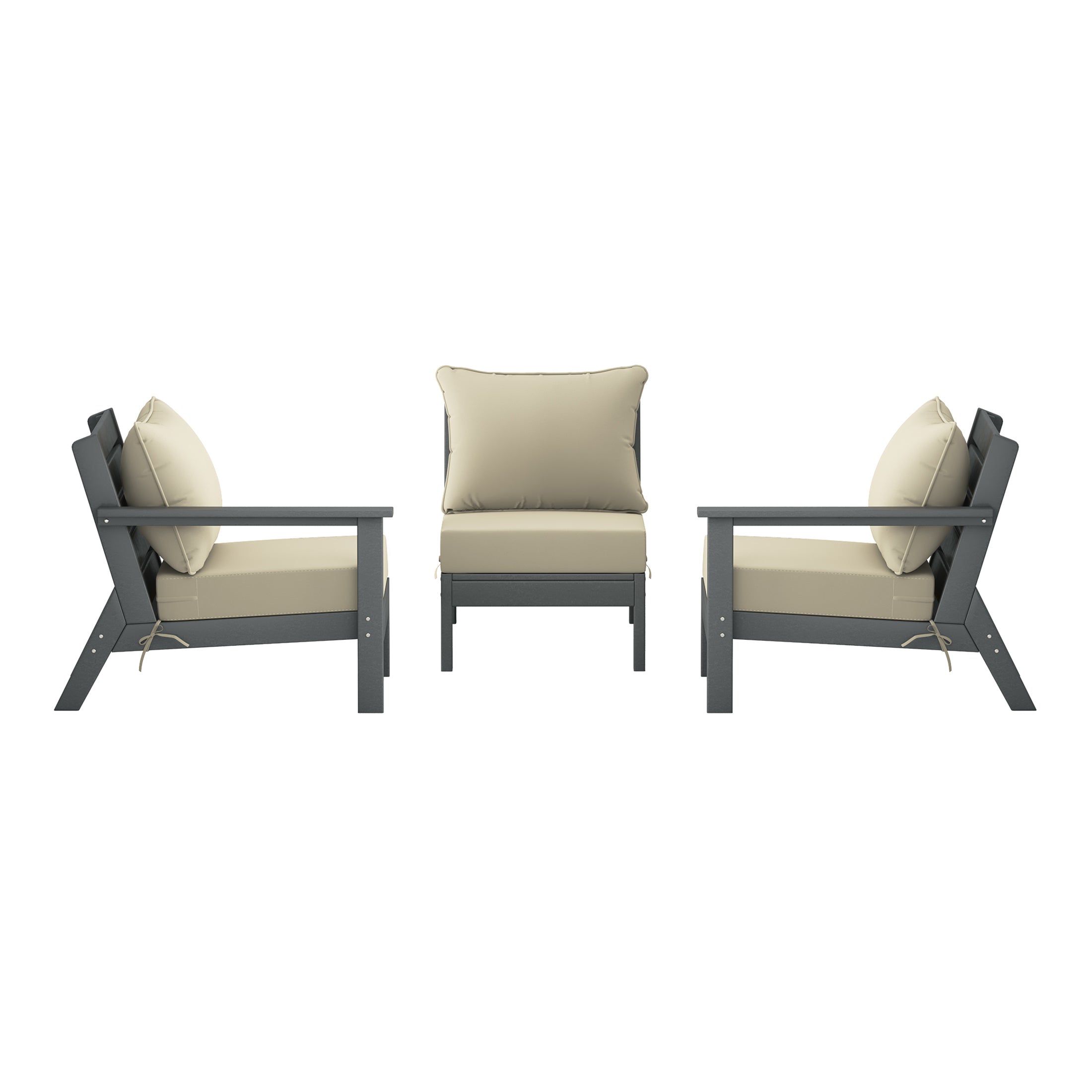 Avalon Outdoor Patio HDPE Sectional Sofa with Patio Cushions