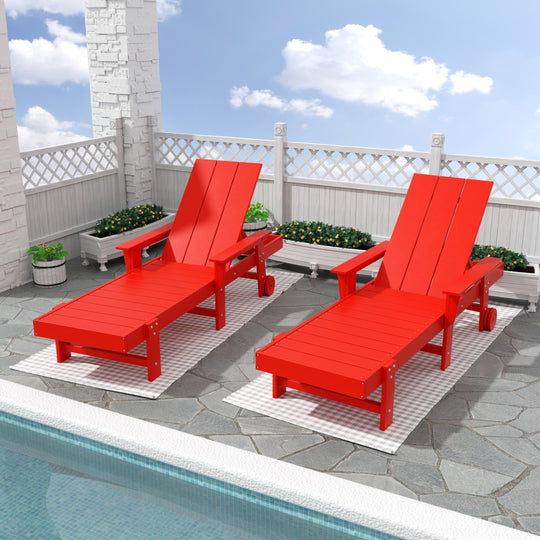 Ashore 2 Piece Reclining Chaise Lounge With Arms & Wheels