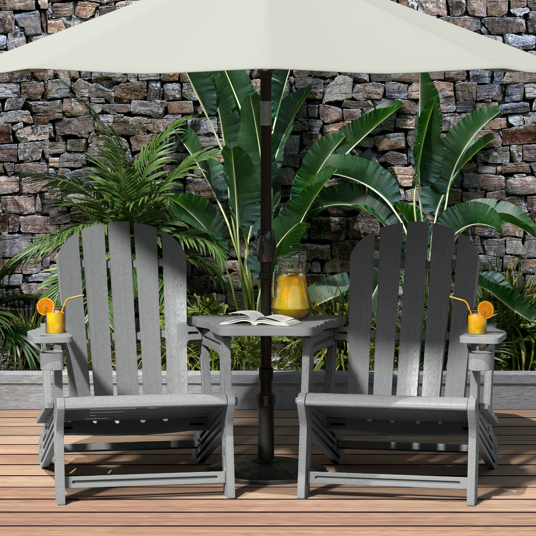 Azura Outdoor HDPE Adirondack Chairs With Connecting Table Tray (Set of 2)