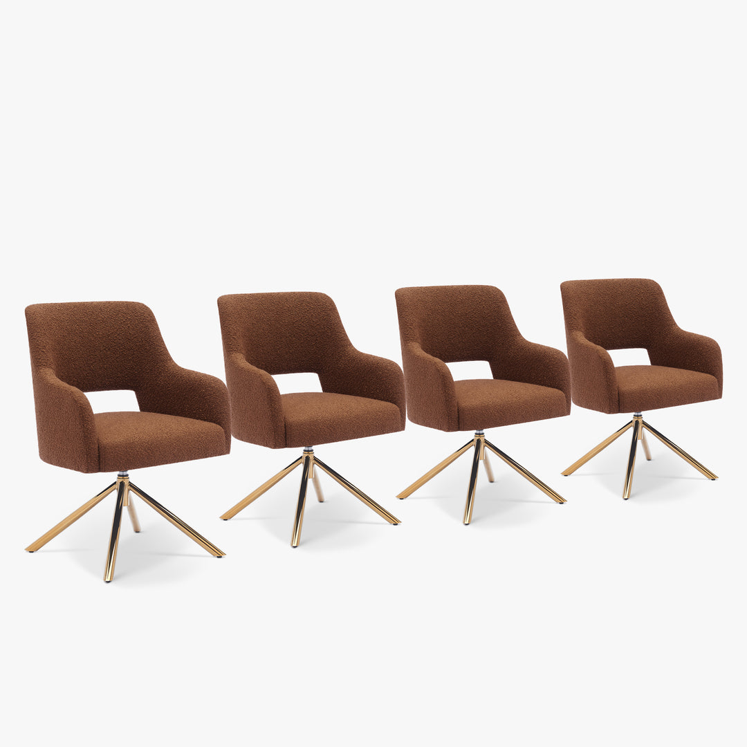Genevieve Mid-Century Modern Wide Boucle Swivel Accent Arm Chair (Set of 4)