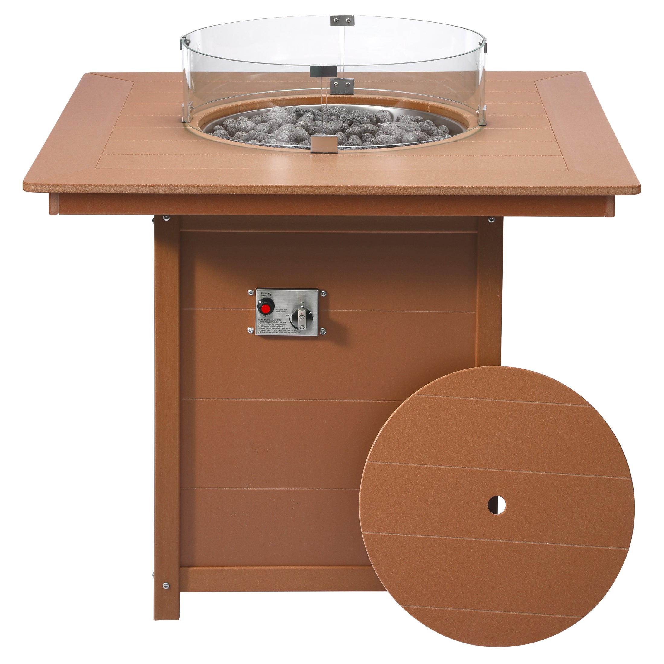 Helios 42" Modern Outdoor Patio Gas Propane Square Fire Pit Table