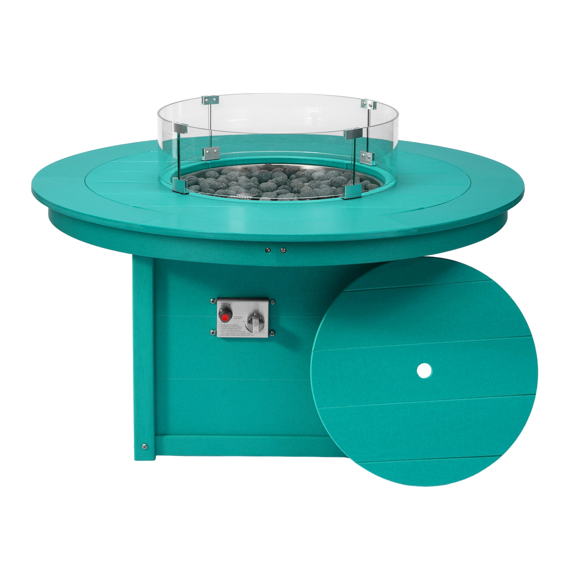 Helios 47" Modern Outdoor 55,000 BTU Patio Propane Round Fire Pit Table