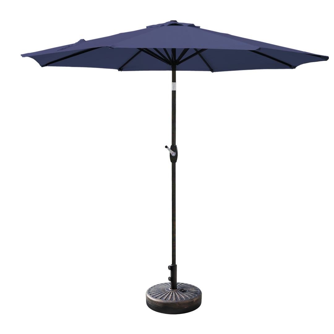 Paolo 9 ft. Patio Umbrella with Bronze Round Weight Base Kit