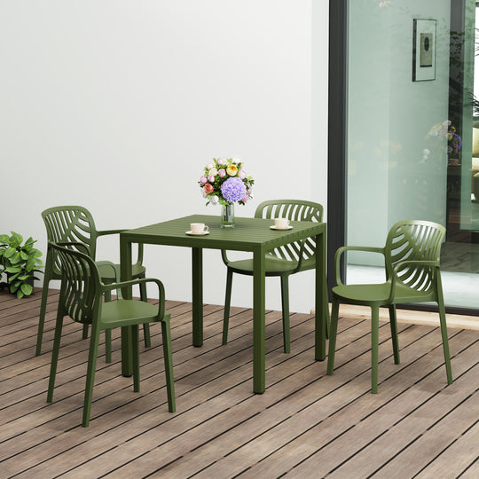 Playa 5-Piece Outdoor Square Dining Table Patio Set with Stackable Patio Dining Chairs