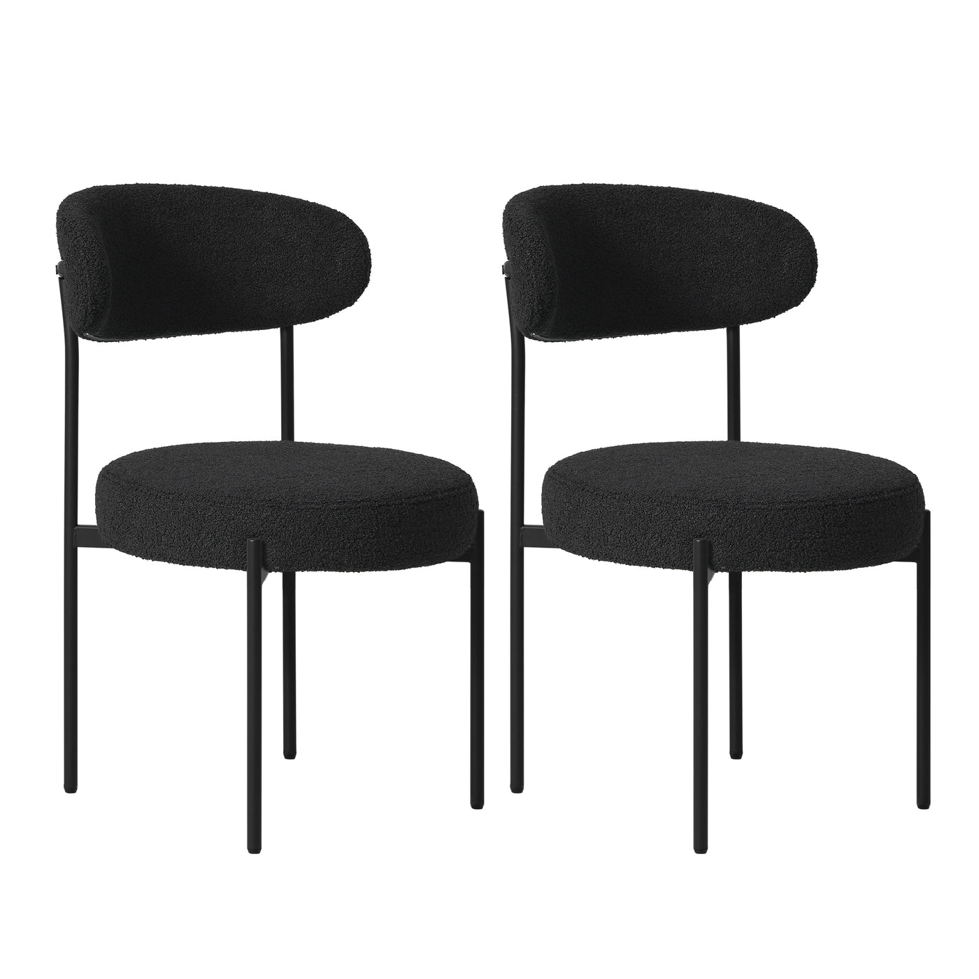 Alexandria Mid-Century Modern Upholstered Sherpa Round Dining Chairs (Set of 2)