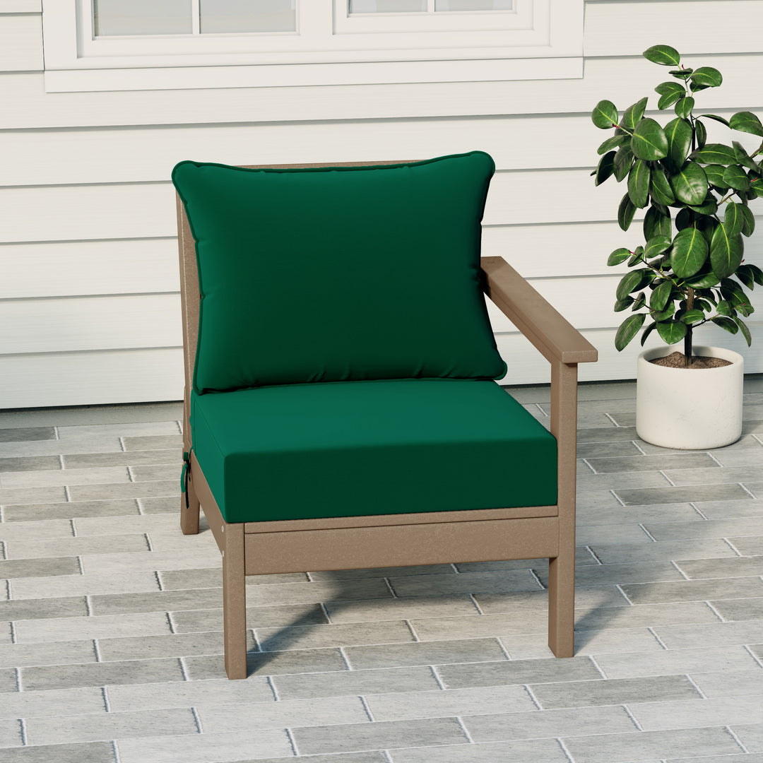 Avalon Outdoor Patio HDPE Right Arm Sectional Corner Club Chair with Patio Cushions