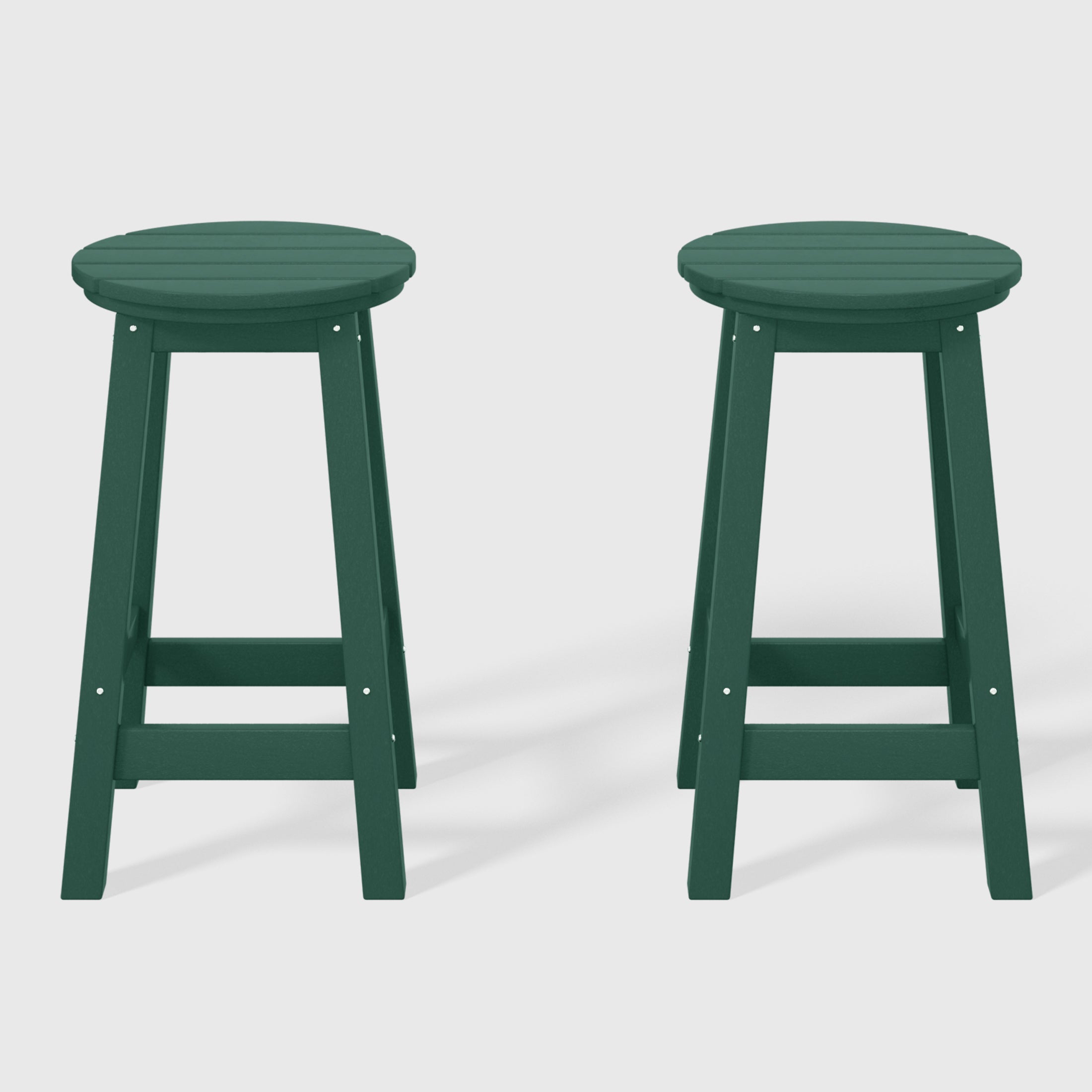 Malibu 24" HDPE Outdoor Patio Round Counter Height Bar Stool Set of 2