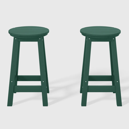 Malibu 24" HDPE Outdoor Patio Round Counter Height Bar Stool (Set of 2)