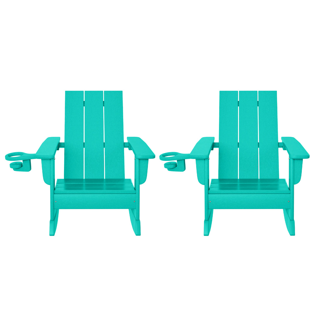 Ashore Outdoor HDPE Plastic Preschool Toddler Modern Adirondack Rocking Chairs (Set of 2)