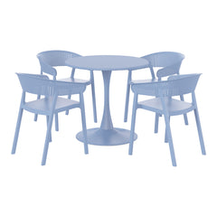 Playa 5-Piece Indoor Outdoor Metal Patio Dining Table Set With Stackable Patio Chairs