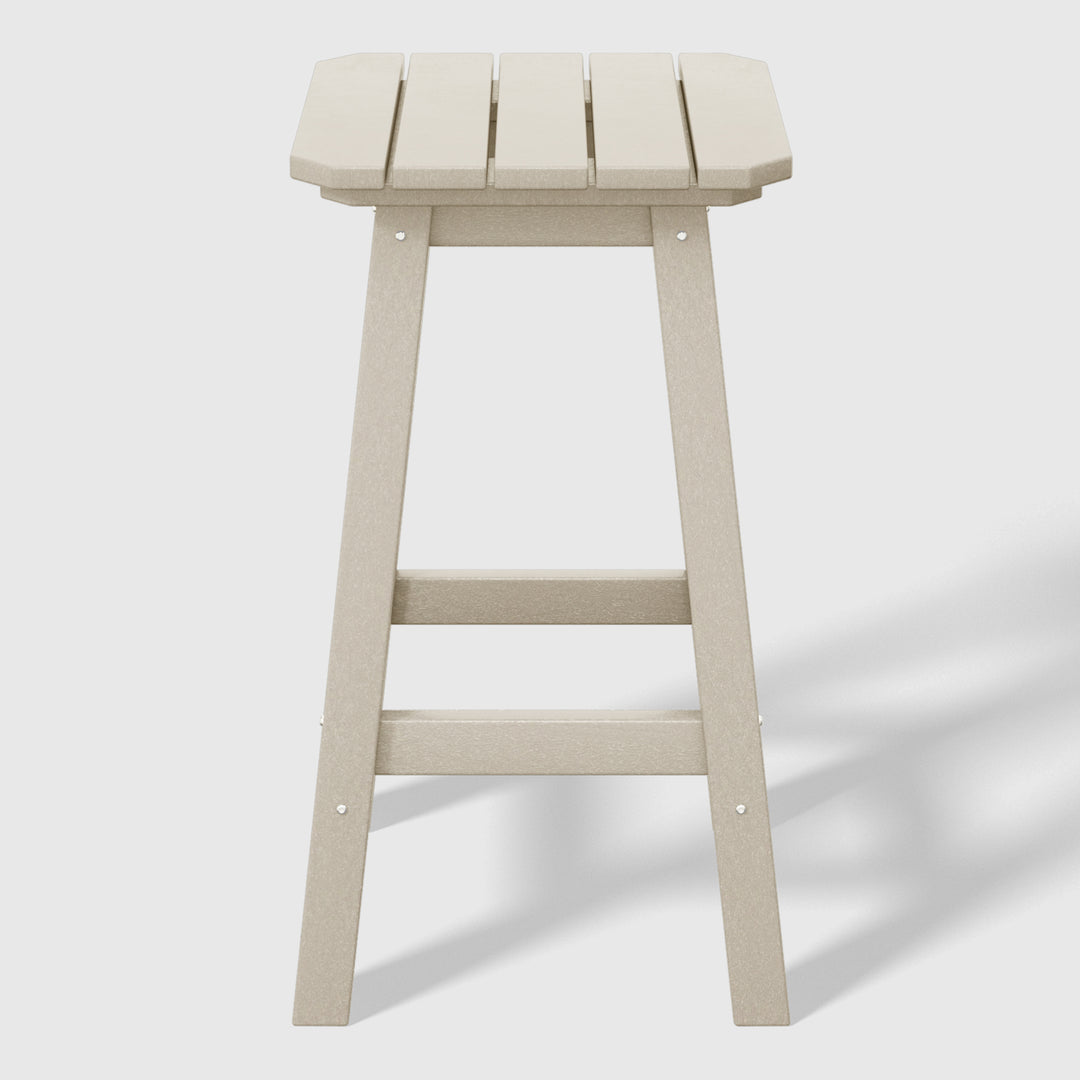 Malibu 24" HDPE Outdoor Patio Counter High Backless Square Bar Stool