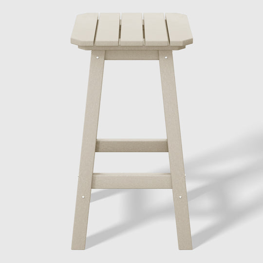 Malibu 24" HDPE Outdoor Patio Counter High Backless Square Bar Stool