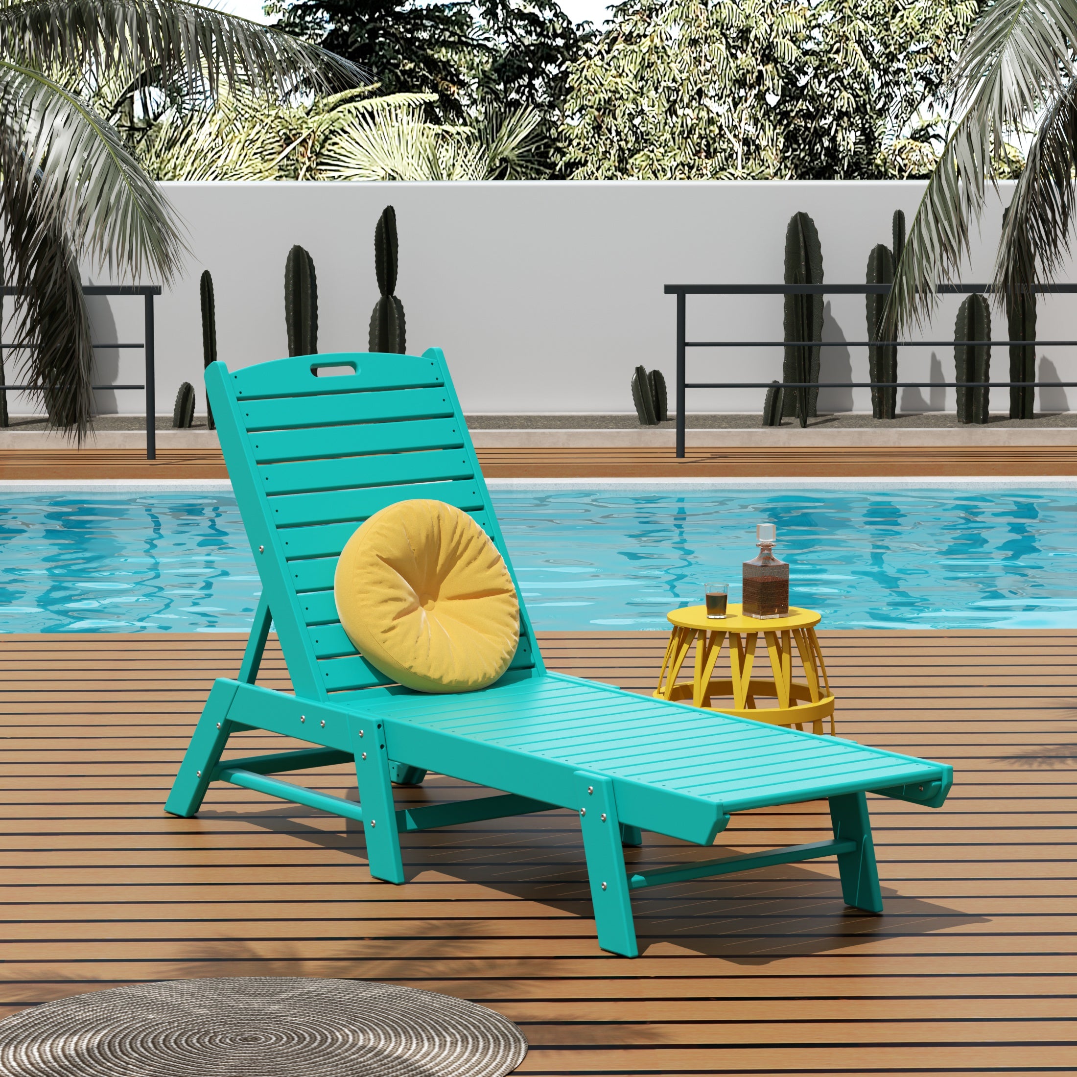 Malibu Poly Reclining Outdoor Patio Chaise Lounge Chair Adjustable