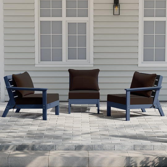 Avalon Outdoor Patio HDPE Sectional Sofa with Patio Cushions