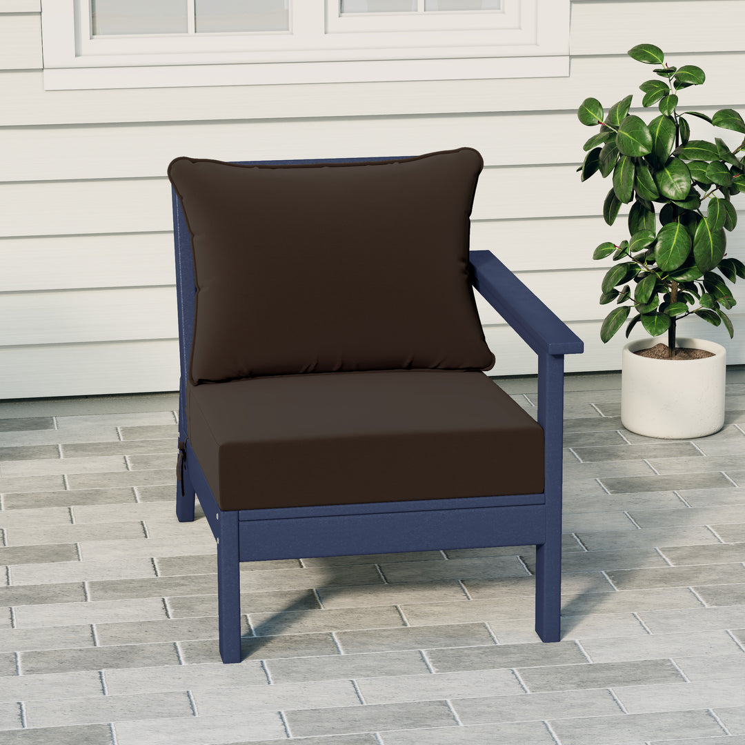 Avalon Outdoor Patio HDPE Right Arm Sectional Corner Club Chair with Patio Cushions