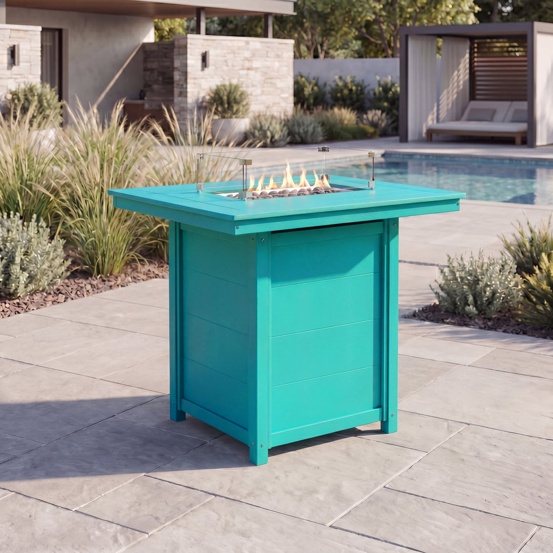 Helios 46" Modern Outdoor Patio Gas Propane Rectangle Fire Pit Table