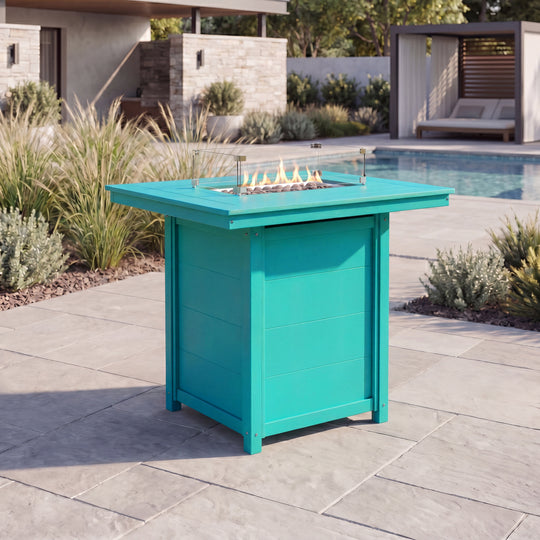 Helios 46" Modern Outdoor Patio Gas Propane Rectangle Fire Pit Table