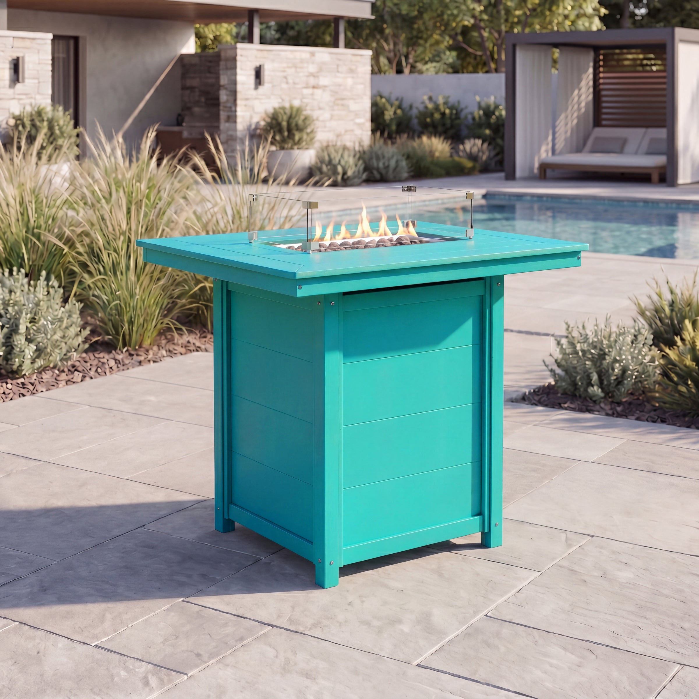 Helios 46" Modern Outdoor Patio Gas Propane Rectangle Fire Pit Table