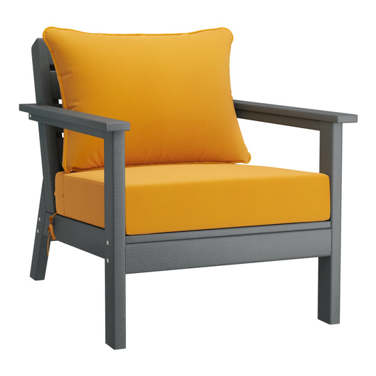 Avalon Outdoor Modern HDPE Patio Club Chairs with Deep Seat Cushions (Set of 2)