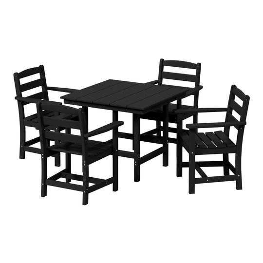 Ashore 5-Piece HDPE Outdoor Square Patio Dining Table Set with Armchairs