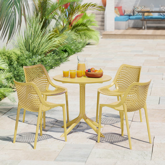 Playa 31.5" Round Plastic Outdoor Patio Dining Table for 4
