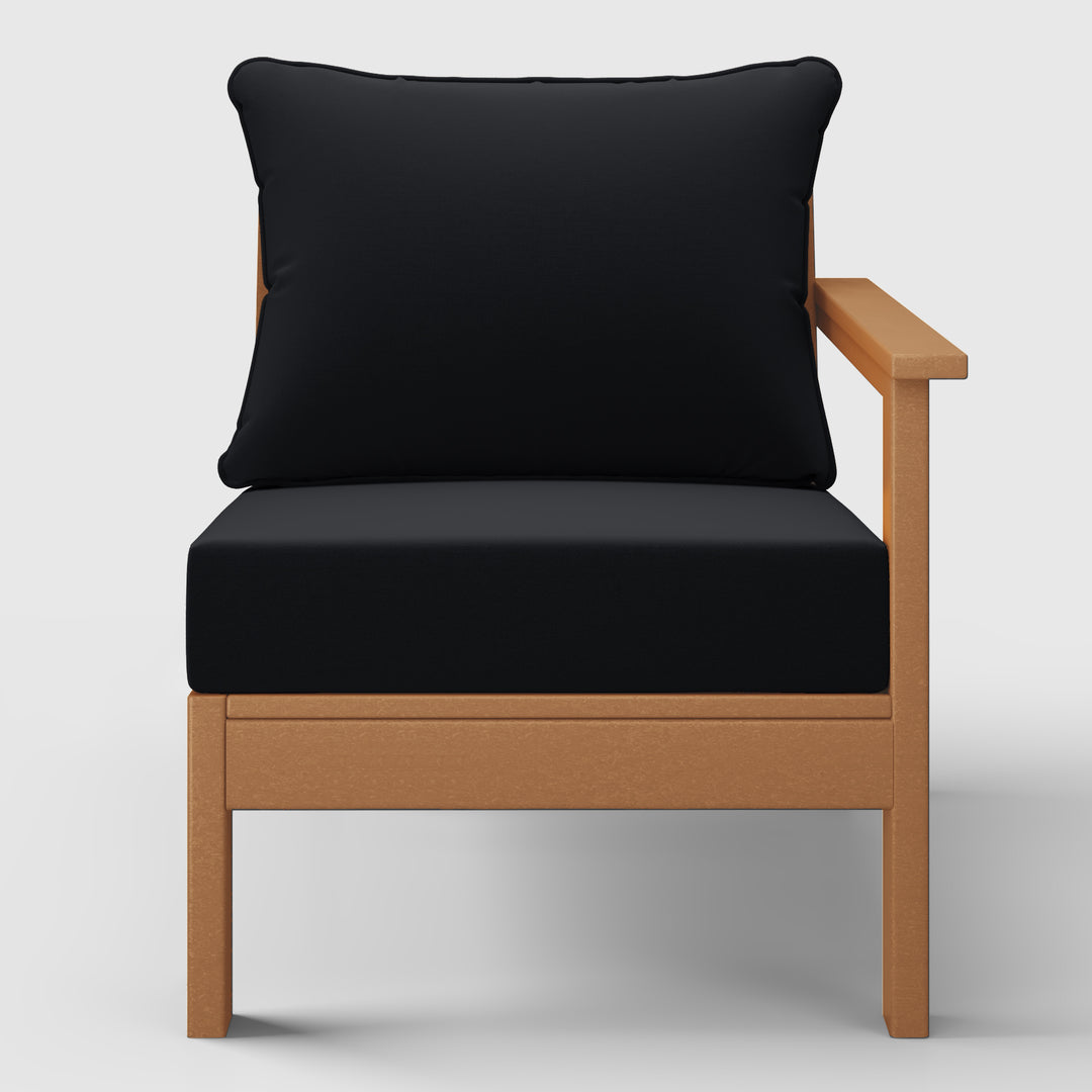 Avalon Outdoor Patio HDPE Right Arm Sectional Corner Club Chair with Patio Cushions