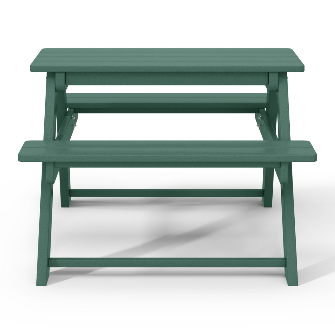 Malibu Outdoor Patio Kids HDPE Plastic Picnic Bench Table