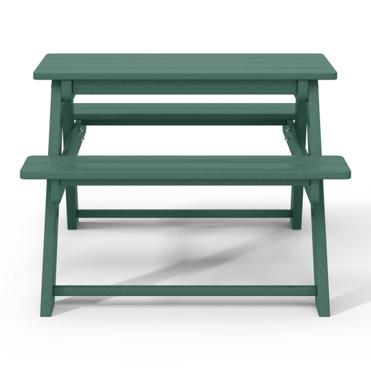 Malibu Outdoor Patio Kids HDPE Plastic Picnic Bench Table