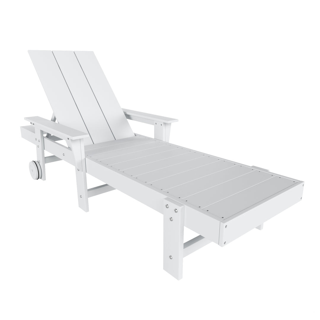 Ashore Modern Reclining Chaise Lounge With Arms & Wheels