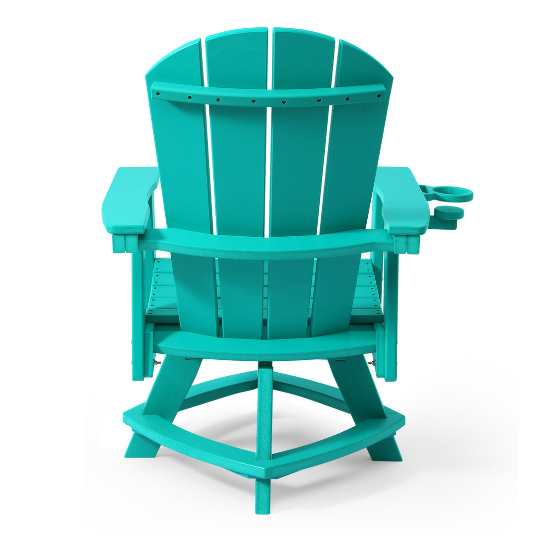 Malibu Outdoor HDPE Swivel Adirondack Patio Dining Chair With Cup Holder