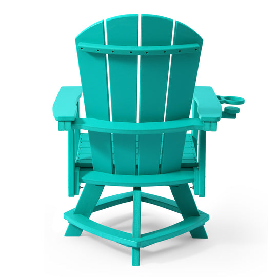 Malibu Outdoor HDPE Swivel Adirondack Patio Dining Chair With Cup Holder