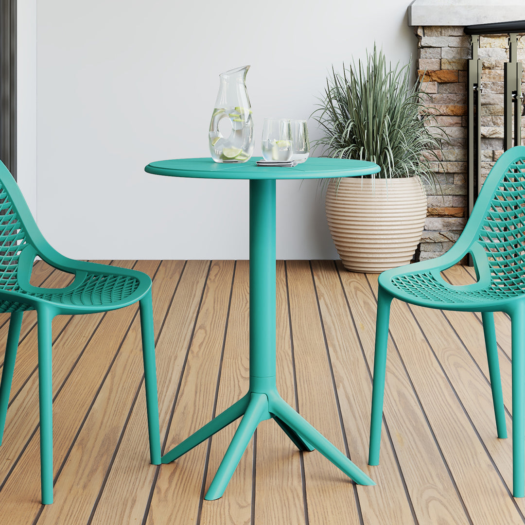 Playa 23.5" Outdoor Polypropylene Resin Round Patio Bistro Dining Table for 2