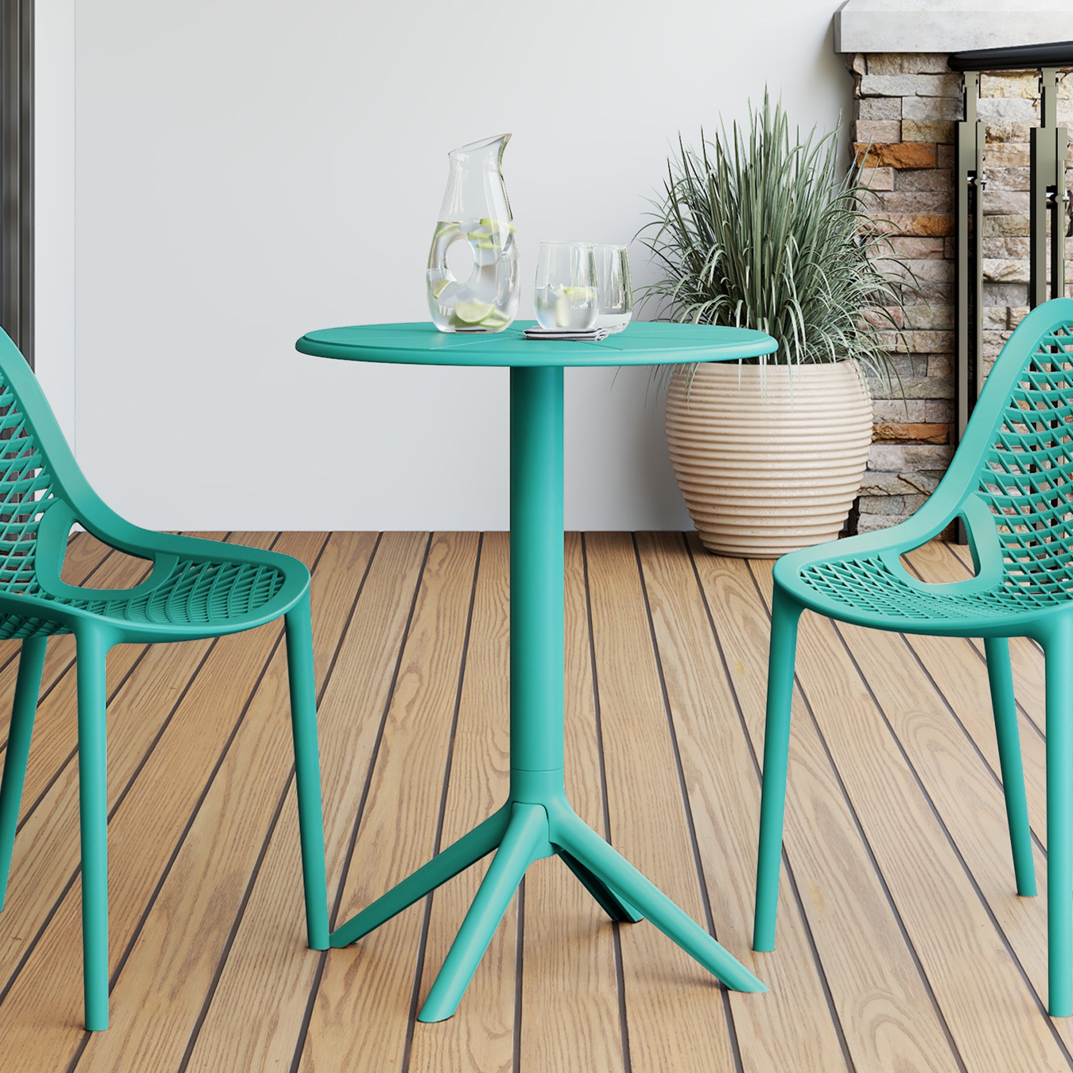 Playa 23.5" Outdoor Polypropylene Resin Round Patio Bistro Dining Table for 2